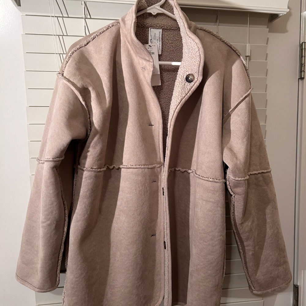 Banana Republic reversible coat brown faux suede & brown faux fur